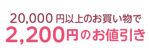 20,000 円以上のお買い物で2,200円のお値引き