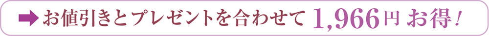 お値引きとプレゼントを合わせて1,966円お得！